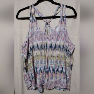 Pixley Boho Swing Crop Tank Plum Blue Print XL